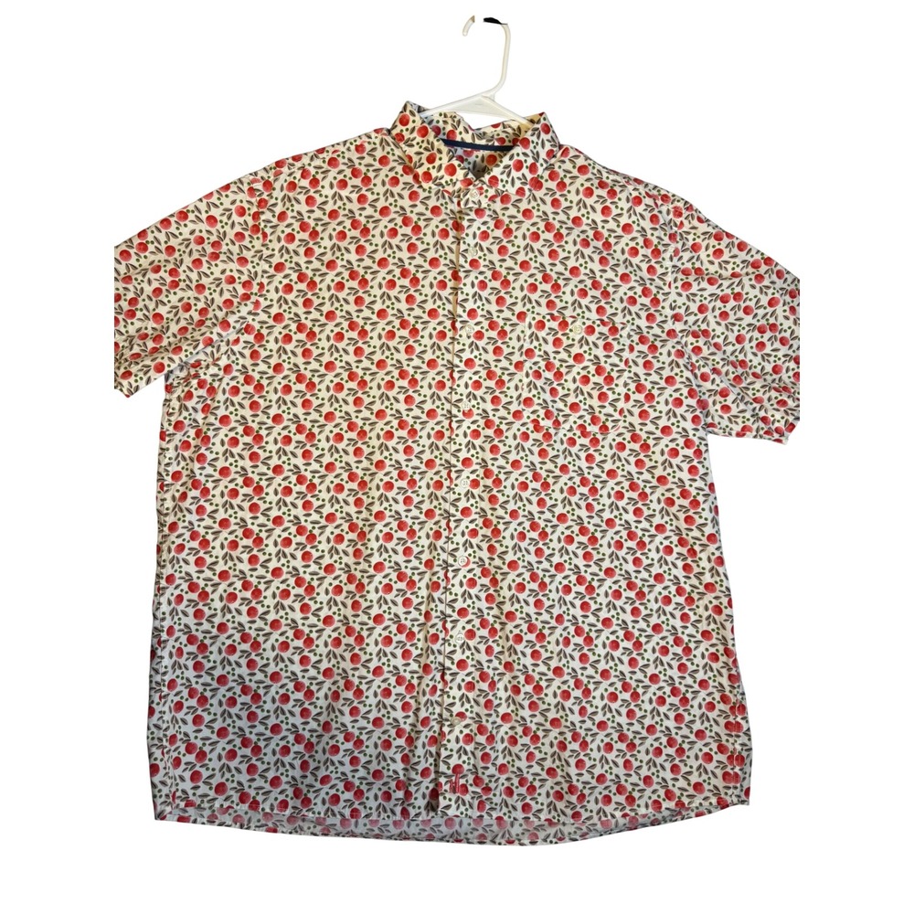 Johnnie-O Hangin Out Mens XXL Button Down Shirt Short Sleeve Fruit Print Cotton